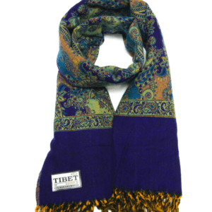 THE DEEP BLUE AND GOLD TIBET SHAWL