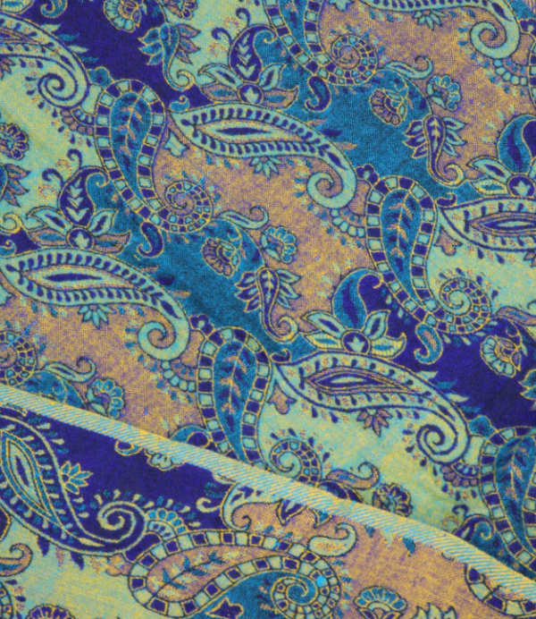 THE DEEP BLUE AND GOLD TIBET SHAWL